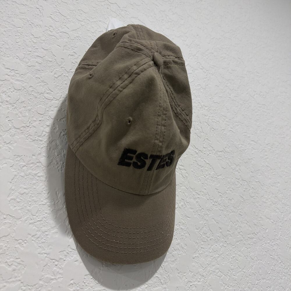 Estes Brown Taupe Embroidery Cap Hat Cotton